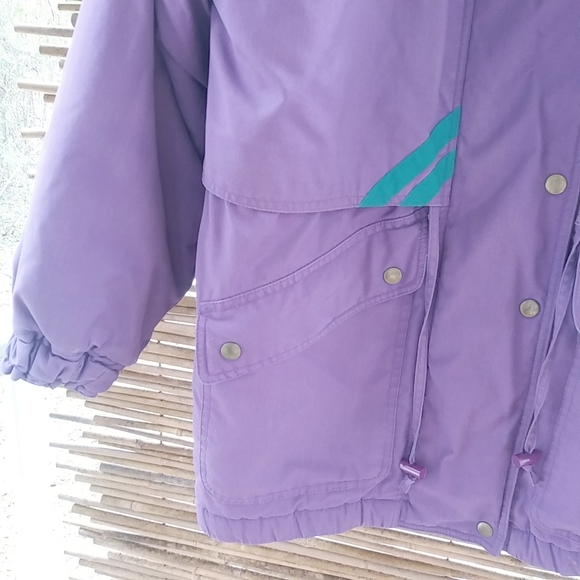 Outer Gear M Purple Turquoise Snap Zip Hoodie Coat - Picture 13 of 13